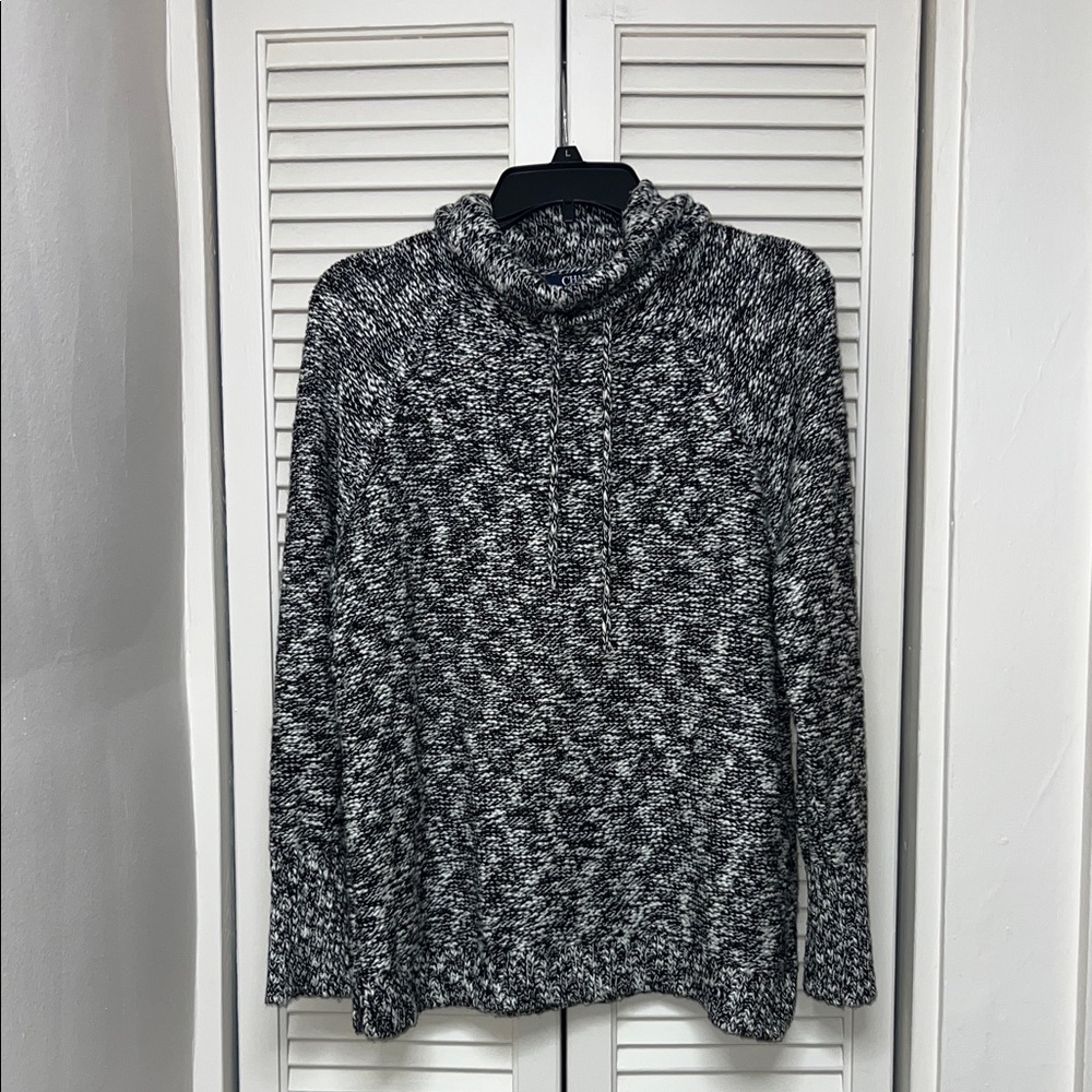 Chaps Black and White Cowl Neck Sweater
